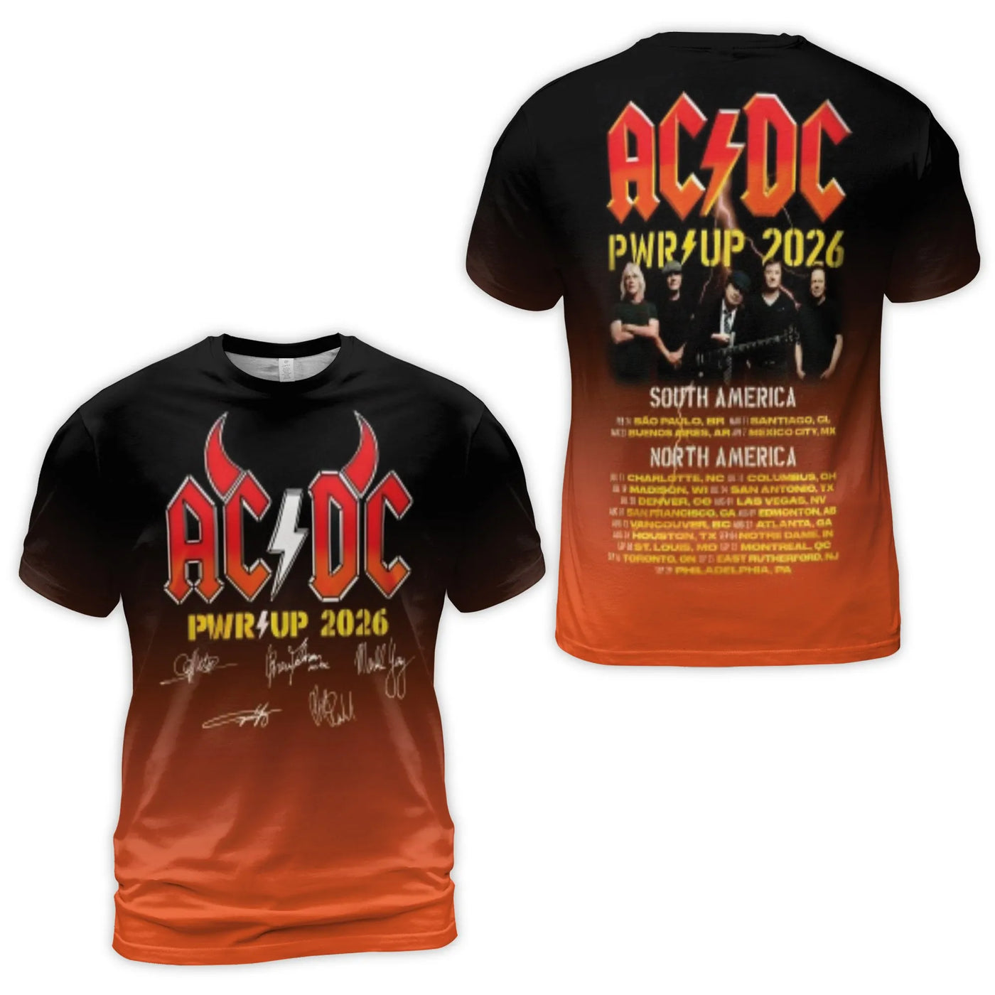 AC/DC Power Up 2026 Tour T-Shirt | Band Logo With Tour Dates & Signatures | Premium Poly-Spandex Blend | Rock Music Fan Gift 
