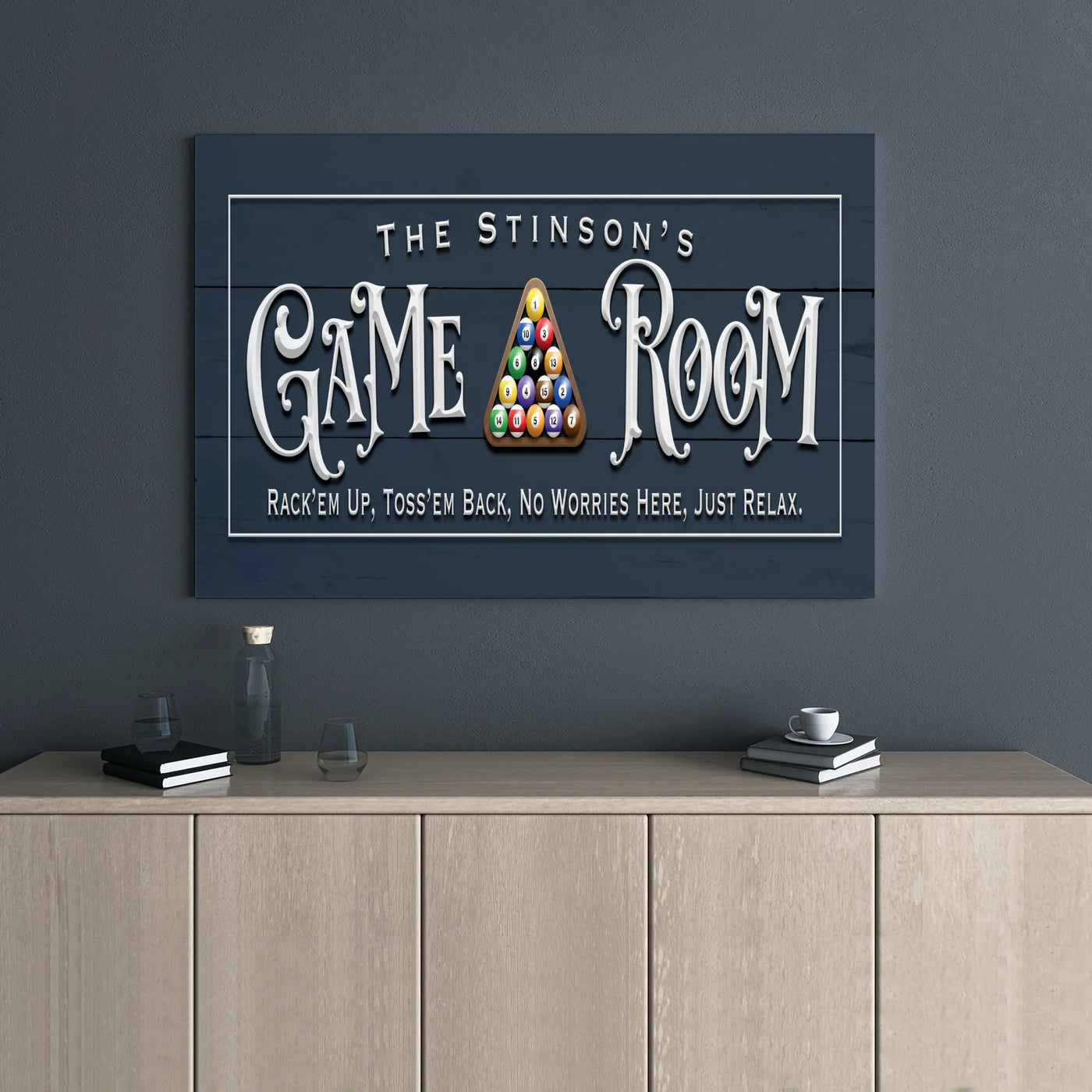 Personalized Game Room Canvas Sign | Billiards Pool Hall Wall Art | Premium Gallery Wrap Decor | Custom Man Cave Gift for Him
