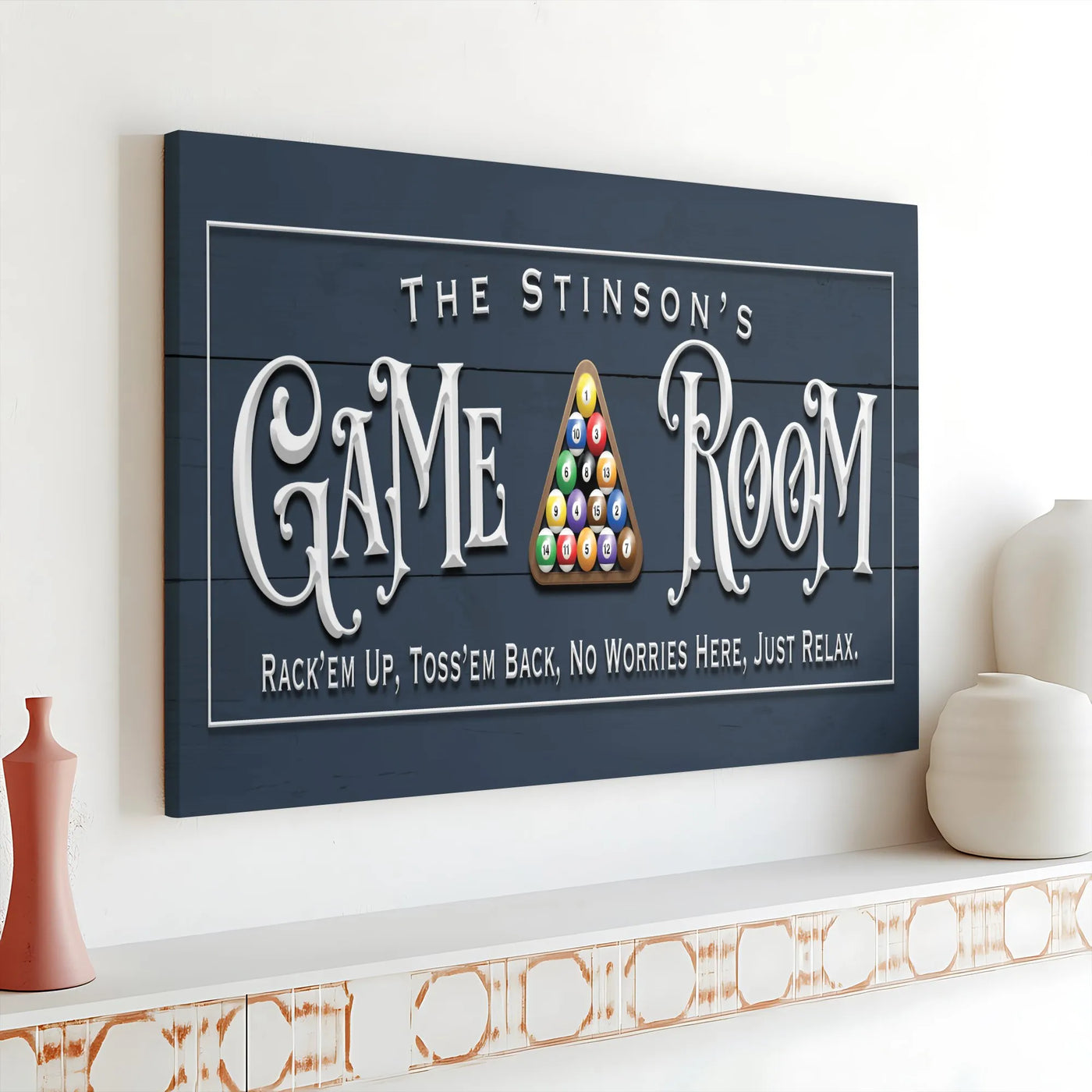 Personalized Game Room Canvas Sign | Billiards Pool Hall Wall Art | Premium Gallery Wrap Decor | Custom Man Cave Gift for Him