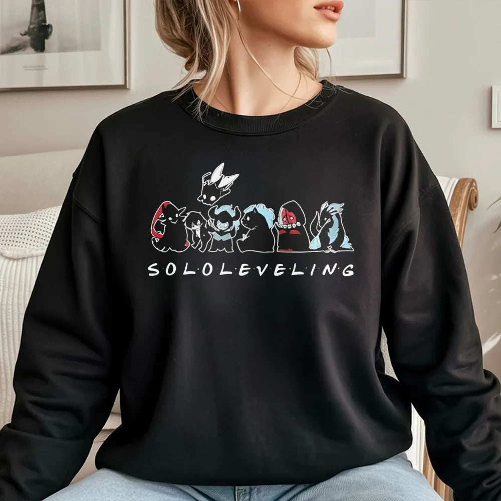 Solo Leveling Sweatshirt | Chibi Shadow Monarch Graphic | Premium Cotton Blend | Anime Gift for Manhwa Fans