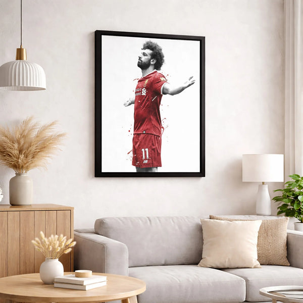 Mohamed Salah Wall Art | Liverpool FC Soccer Player Splatter Design | Premium Gallery-Wrapped Canvas | Iconic Sports Gift for