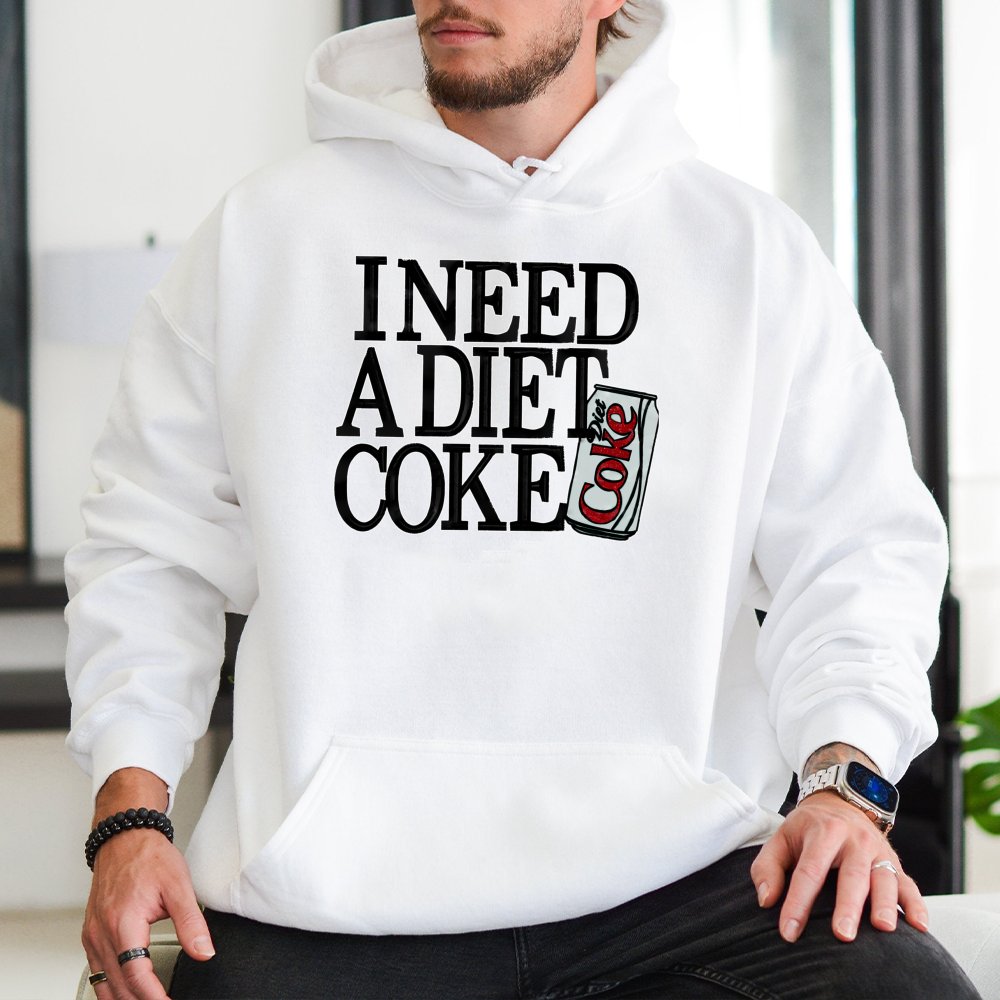 I Need A Diet Soda Hoodie | Graphic Soft Drink Lover Pullover | Premium Cotton-Poly Blend | Funny Caffeine Addict Gift For Wo