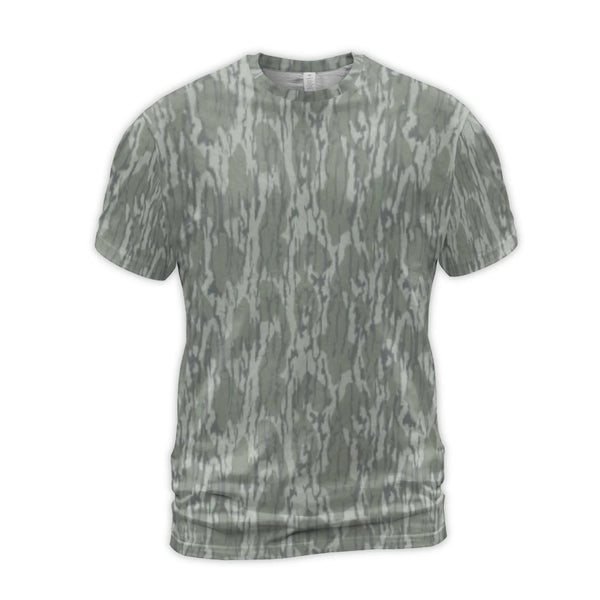 Woodland Camo 3D T-Shirt | All-Over Tree Bark Print | Premium Stretch Jersey | Outdoor Enthusiast Graphic Tee