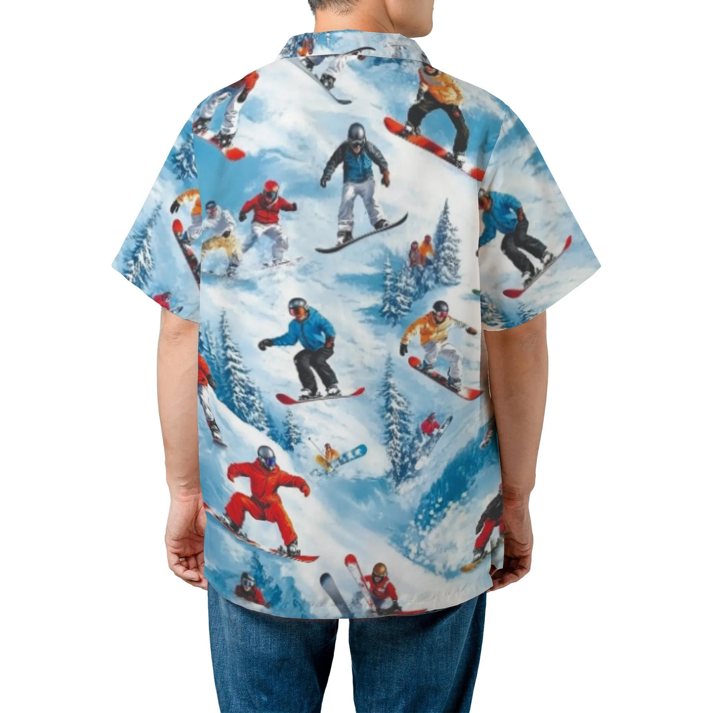 Snowboard Hawaiian Shirt | Winter Sports All-Over Print | Premium Woven Polyester | Unique Gift for Snowboarders & Skiers