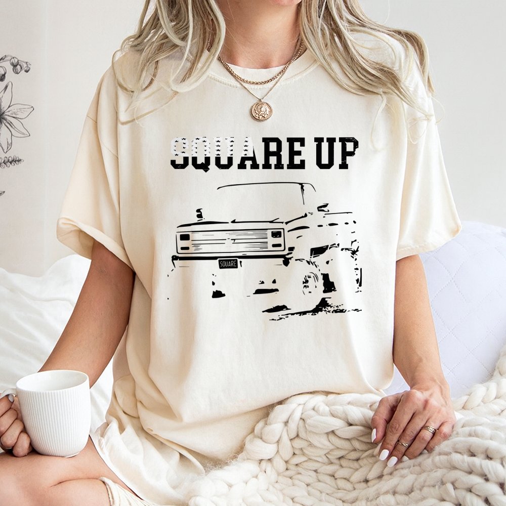 Square Body Truck T-Shirt | Classic American Pickup Graphic | 100% Cotton Premium Tee | Gift for Gearhead Truck Enthusiasts