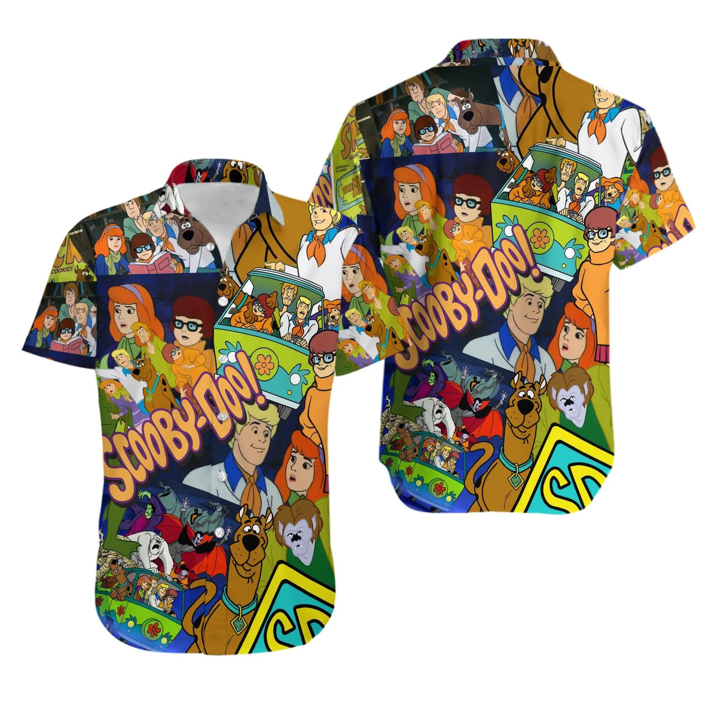Mystery Cartoon Hawaiian Shirt | Scooby Character Graphic Print | Lightweight Summer Button-Down | Gift for 90s Animation Fan