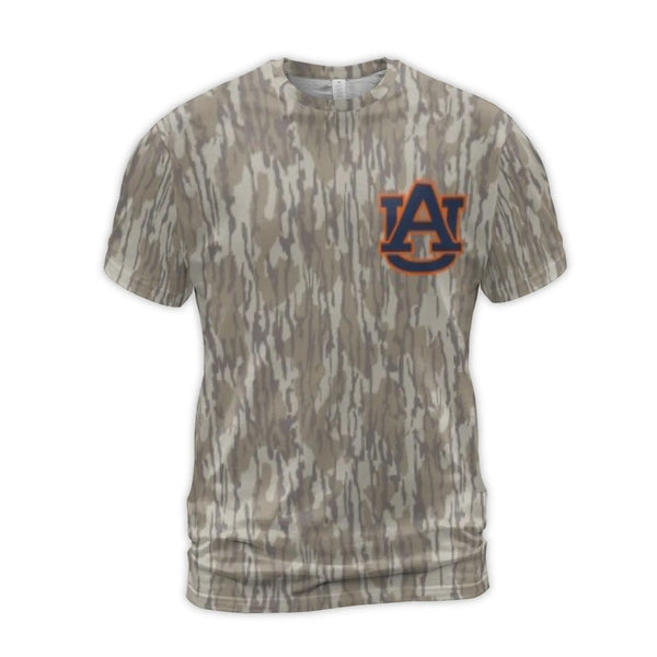 Auburn Tigers 3D T-Shirt | Vintage Mascot Logo & Camo Print | Premium Polyester Blend | Fan Apparel Gift for College Football