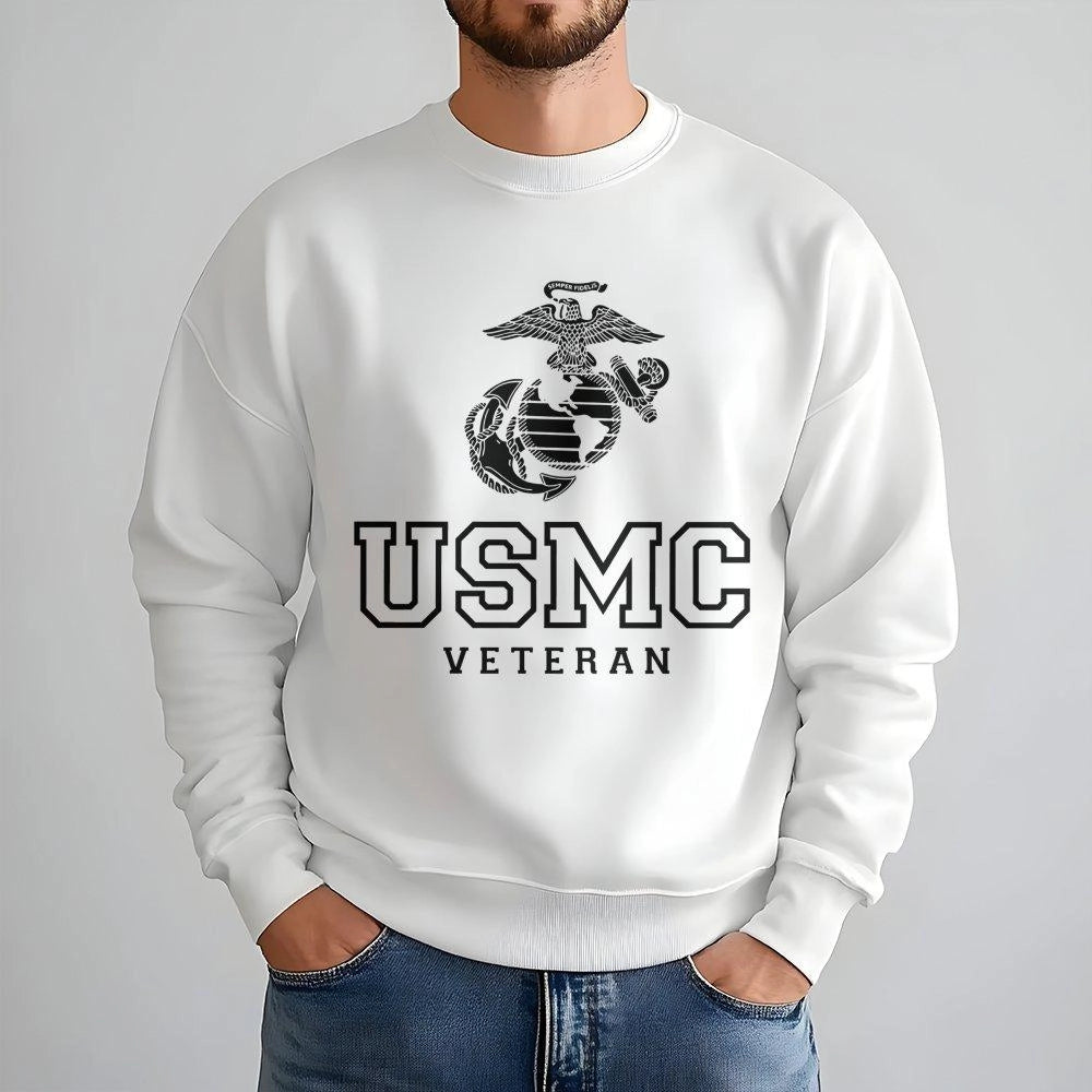 USMC Veteran Sweatshirt | Eagle Globe and Anchor Emblem | Premium Unisex Military Crewneck | Patriotic Gift for Marine Corps 