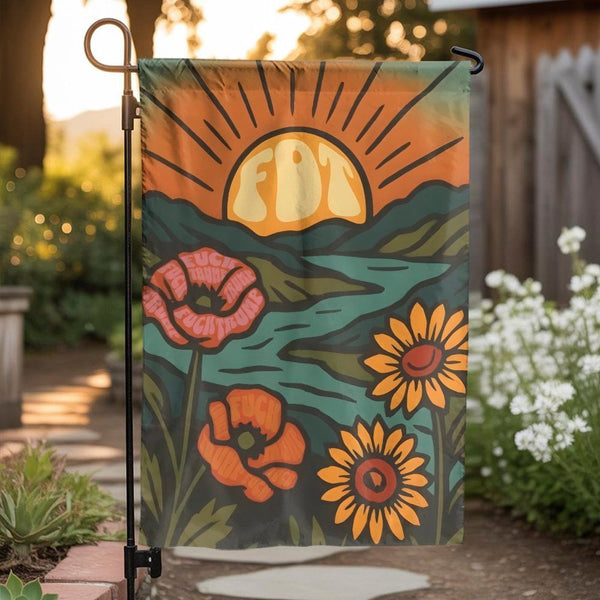 FDT Garden Flag | Retro Floral Landscape Print | Premium Durable Polyester | Anti-Trump Yard Decor for Outdoor Lawn Sign