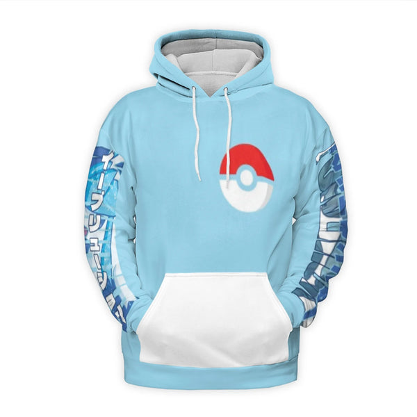 Ice Type Eeveelution Hoodie | Glaceon Graphic 3D Pullover | Premium Polyester Fleece | Unisex Anime Fan Gift