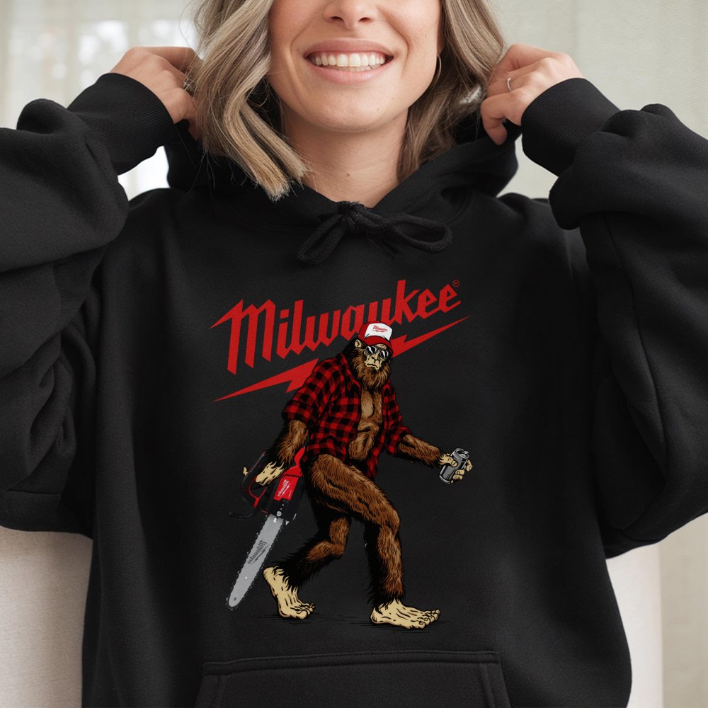 Bigfoot With Chainsaw Hoodie | Funny Sasquatch Graphic Sweatshirt | Premium Cotton-Blend | Gift For Tool Enthusiasts And Cont