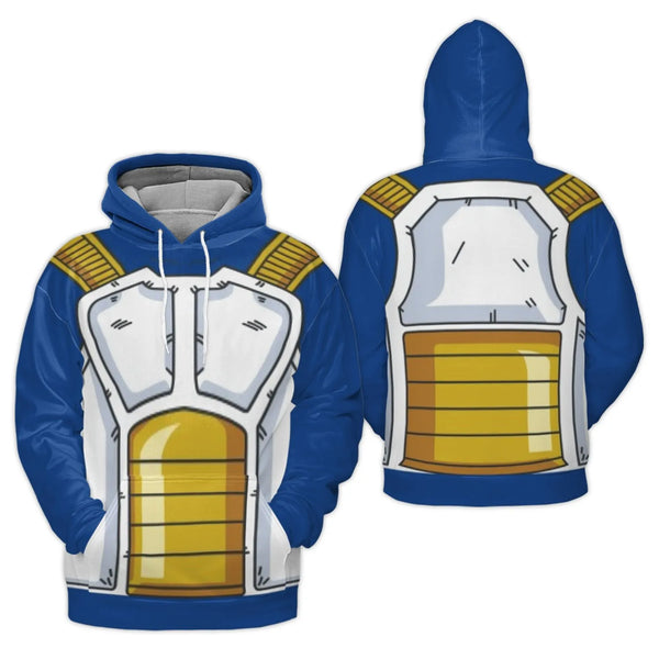 Saiyan Armor Graphic Hoodie | Anime 3D Print Sweatshirt | Premium Brushed Fleece Polyester | Unisex Cosplay Gift for Fans