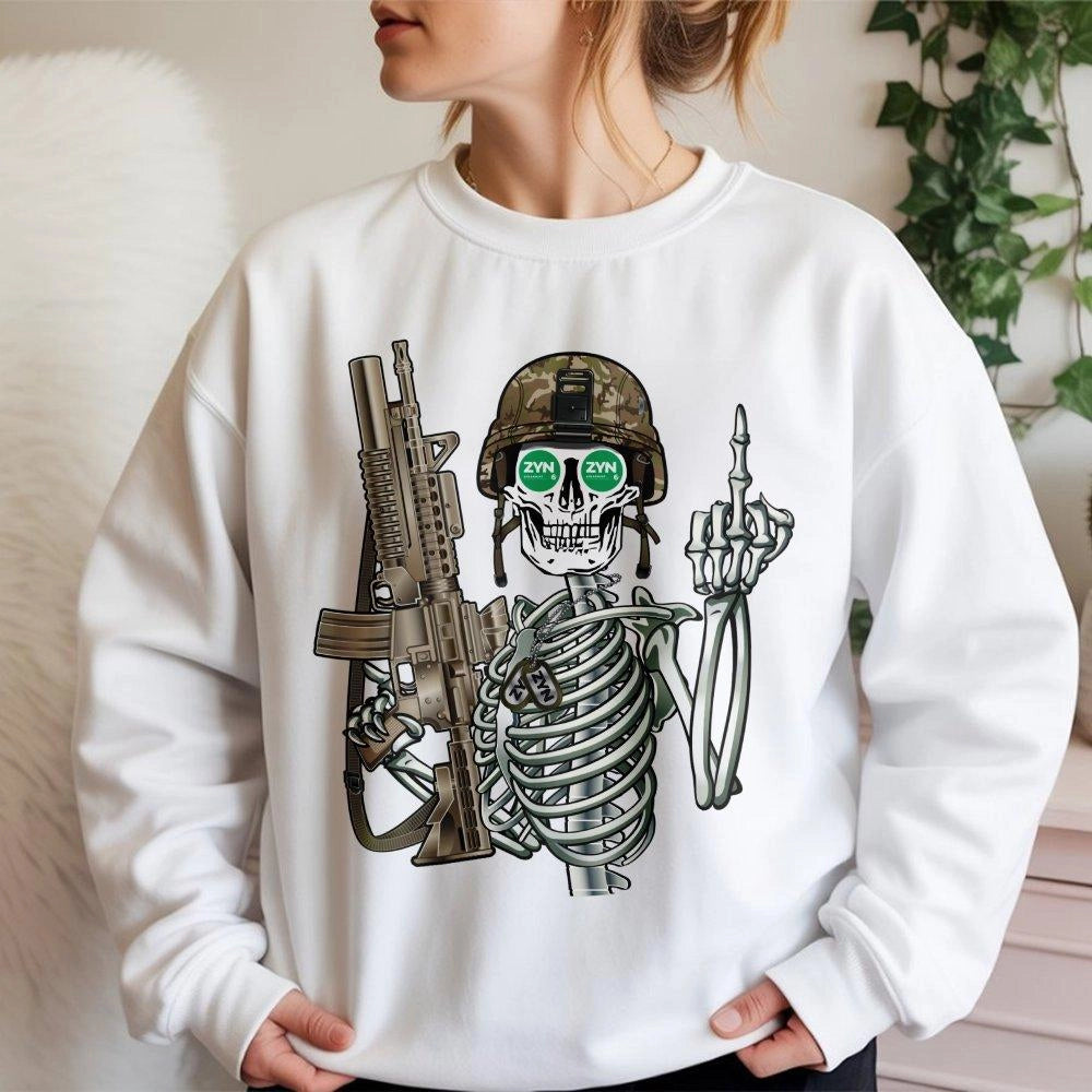 Infantry Skull Graphic Sweatshirt | Military Skeleton Soldier Design | Premium Cotton Blend | Funny Veteran Gift for Men and 