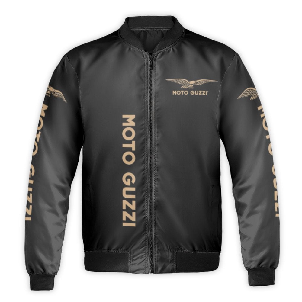 Moto Guzzi Bomber Jacket | Classic Eagle Logo Graphic Print | Durable Nylon Windproof Outerwear | Premium Biker Gift For Moto