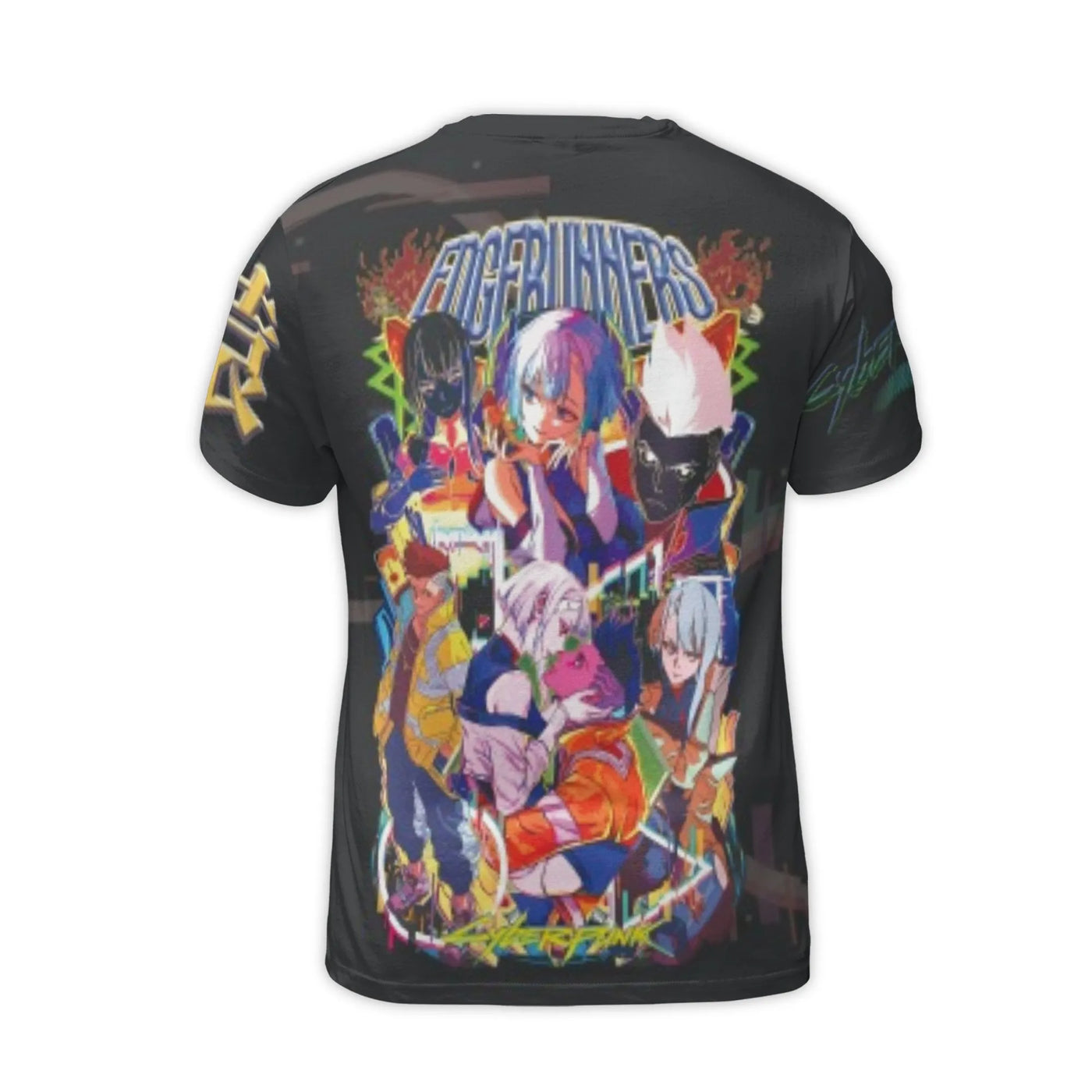 Cyberpunk Anime Graphic T-Shirt | David and Lucy All-Over Print | Premium Polyester Blend | Aesthetic Streetwear Gift for Fan