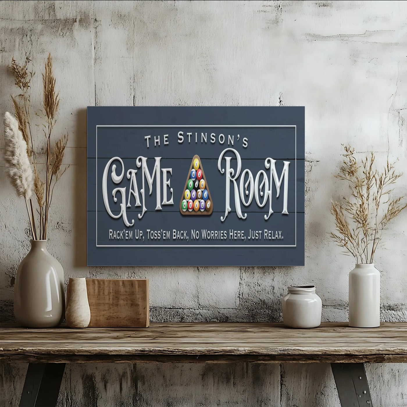 Personalized Game Room Canvas Sign | Billiards Pool Hall Wall Art | Premium Gallery Wrap Decor | Custom Man Cave Gift for Him