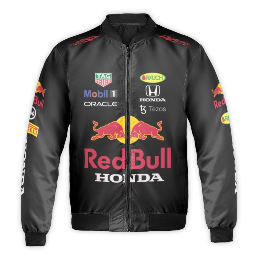 Formula 1 Racing Bomber Jacket | Red Bull Honda F1 Team Style | Durable Nylon Shell | Premium Motorsport Fan Gift for Men and