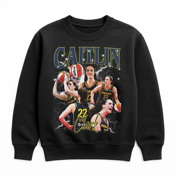 Caitlin Clark Sweatshirt | Retro 90s Basketball Graphic | Premium Cotton Blend Crewneck | WNBA Indiana Fever Fan Gift for Bas