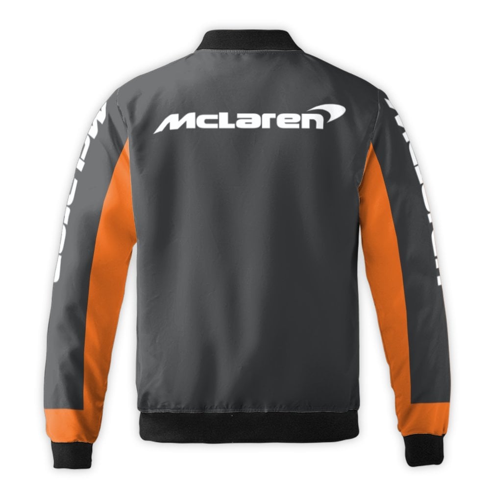 McLaren Racing Bomber Jacket | Windproof Orange & Grey Sportswear | Durable Nylon Shell | Premium Gift for Formula 1 and Auto