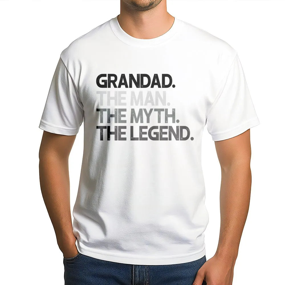 Grandad The Man The Myth The Legend T-Shirt | Vintage Graphic Print | 100% Cotton Premium Comfort | Funny Gift for Grandpa, F