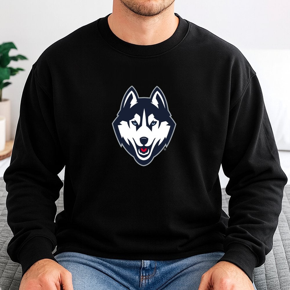 UConn Husky Sweatshirt | Collegiate Mascot Graphic Crewneck | Premium Cotton Blend | Fan Apparel Gift for Students and Alumni