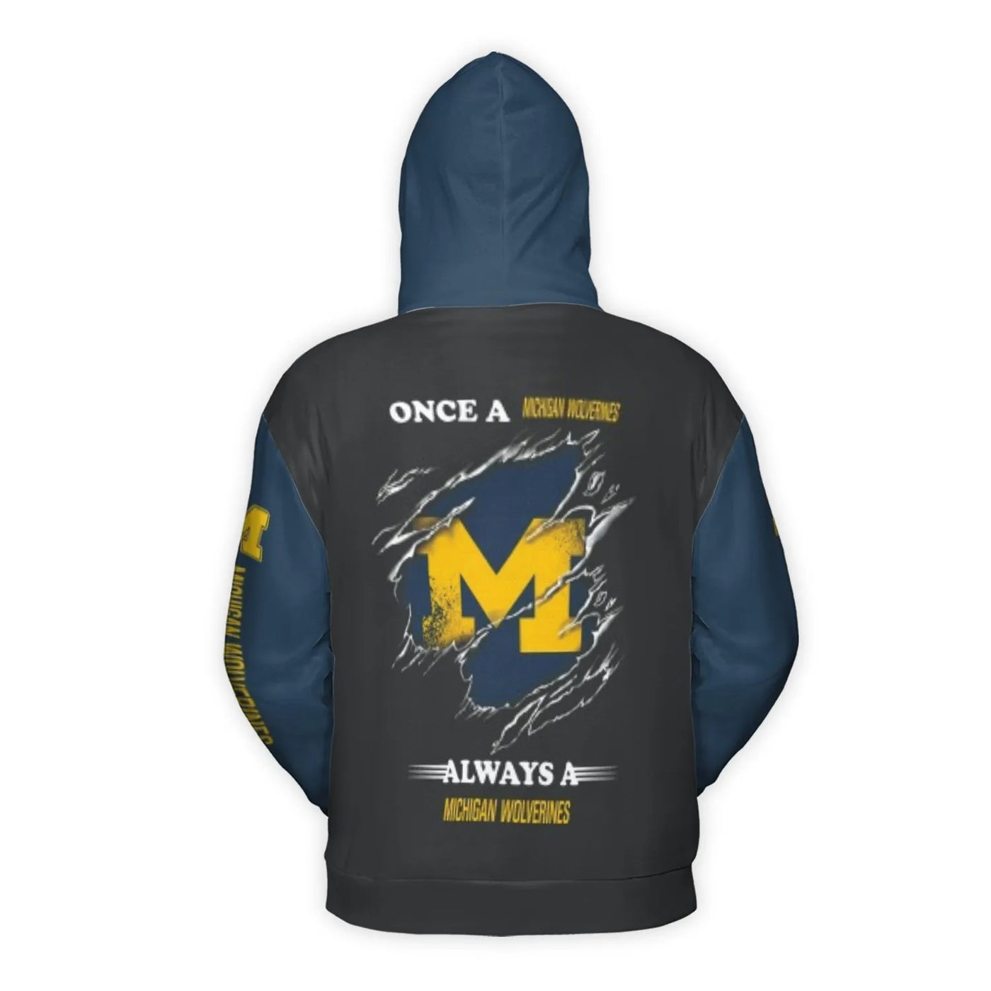 Michigan Wolverines 3D Hoodie | Torn Logo Graphic Print | Premium Polyester Fleece Lining | Unisex Sports Gift for Fans