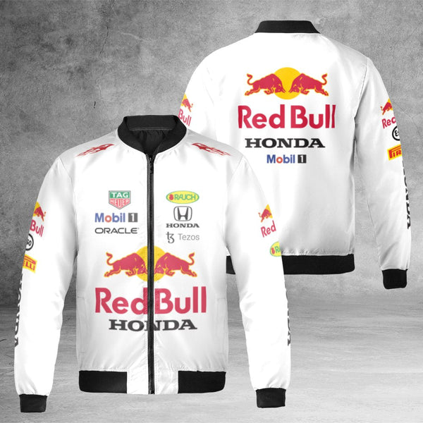 F1 Racing Bomber Jacket | Red Bull Honda Team Apparel | Durable Nylon Streetwear | Unisex Motorsport Fan Gift