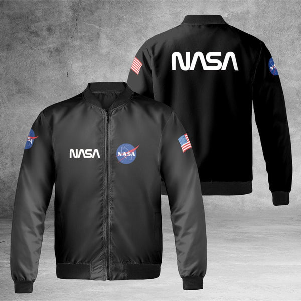 NASA Bomber Jacket | Space Program Logo | Premium Nylon Streetwear | Unisex Outerwear Gift for Space Enthusiasts
