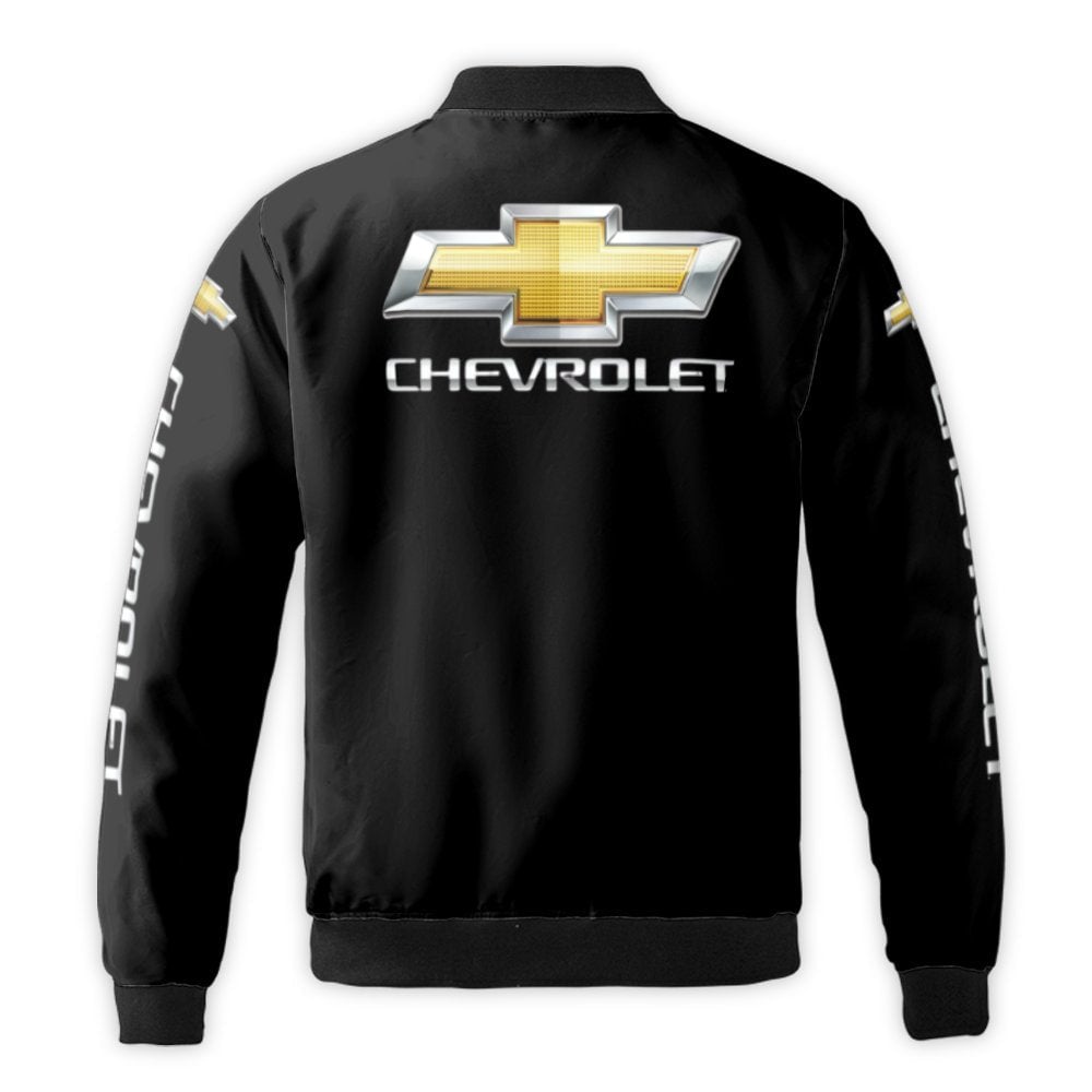 Chevrolet Bomber Jacket | Classic Gold Bowtie Logo Design | Durable Nylon Windproof Outer | Premium Automotive Gift for Muscl