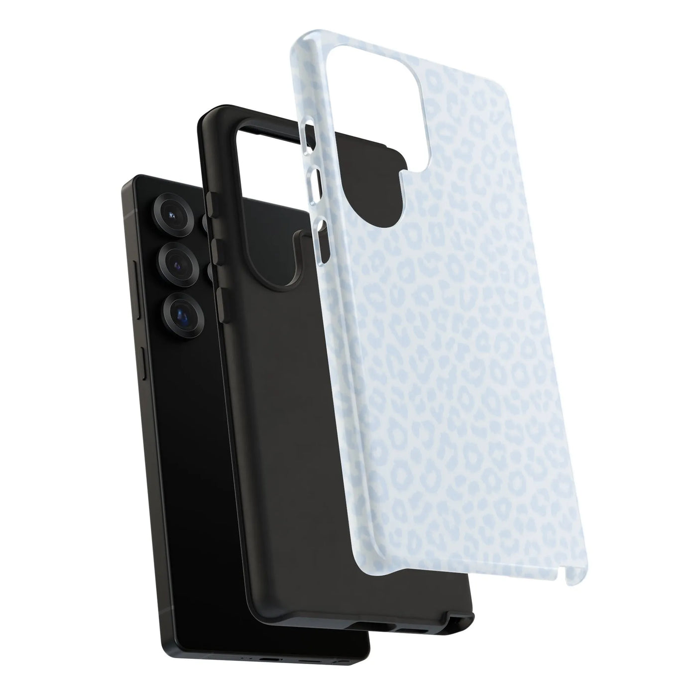 Light Blue Leopard Print Phone Case | Dual-Layer Protective Cover | Polycarbonate & TPU Shell | Aesthetic Samsung Galaxy Acce