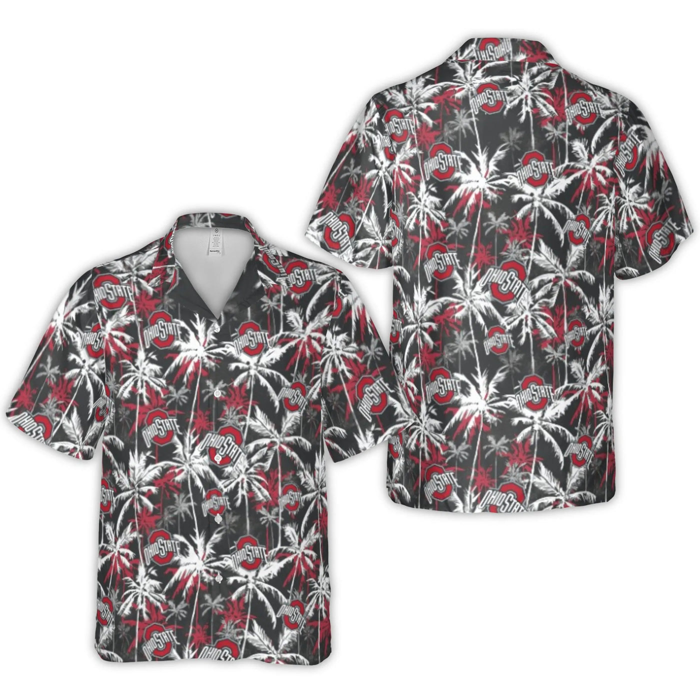 Ohio State Buckeyes Hawaiian Shirt | Tropical Palm Tree Print | Woven Polyester Breathable Fabric | Premium Gift for College 