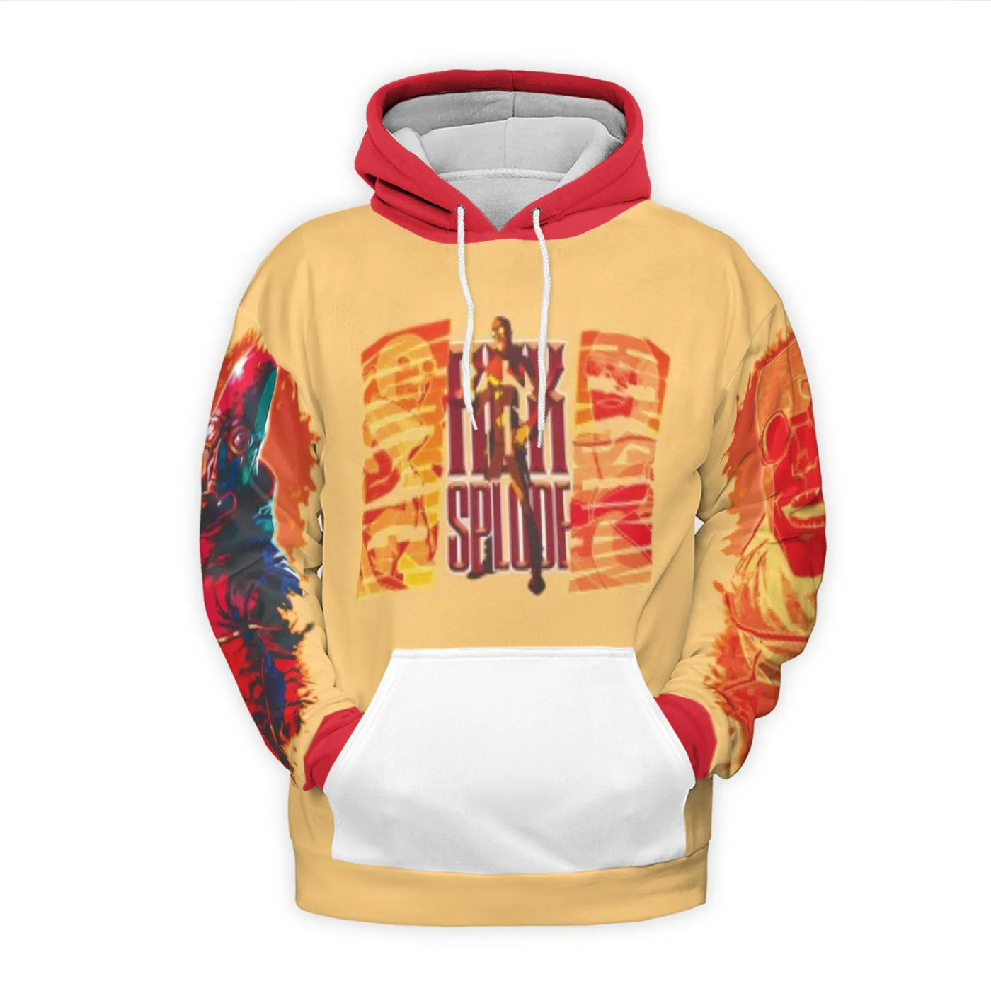 Invincible Superhero Hoodie | Rex Splode Graphic All-Over Print | Premium Polyester Fleece Pullover | Unisex Anime Fan Gift f