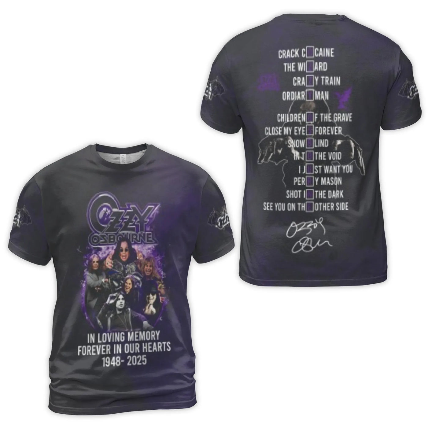 Ozzy Osbourne T-Shirt | 3D All-Over Print Graphic Tee | Premium Polyester Blend | Rock Music Legend Memorial Gift for Fans