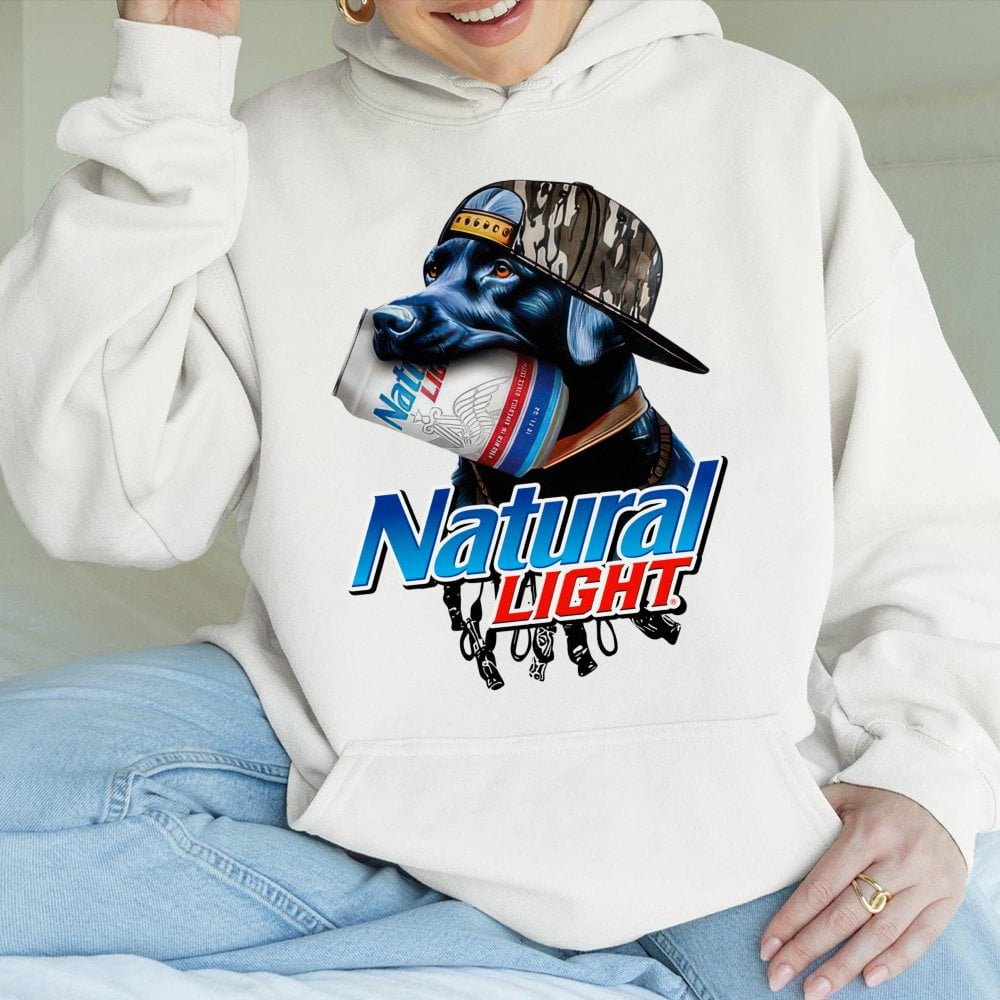 Funny Dog Beer Hoodie | Labrador Retriever Drinking Natty Light Design | Premium Cotton Blend | Gift for Beer Lovers & Dog Ow