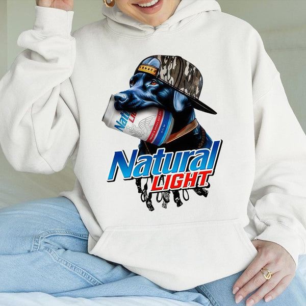 Funny Dog Beer Hoodie | Labrador Retriever Drinking Natty Light Design | Premium Cotton Blend | Gift for Beer Lovers & Dog Ow