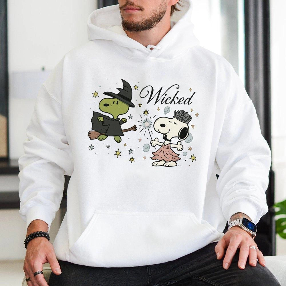 Musical Theatre Graphic Hoodie | Snoopy Witch Costume Design | Premium Cotton Blend Sweatshirt | Gift for Broadway Fans & Dra