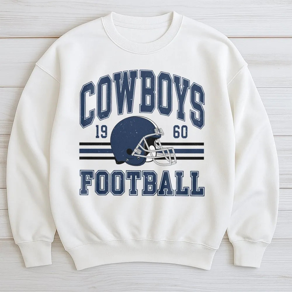 Cowboys Football Sweatshirt | Retro 1960 Varsity Graphic Print | Premium Cotton Blend | Gift for Dallas NFL Fans & Sports Ent