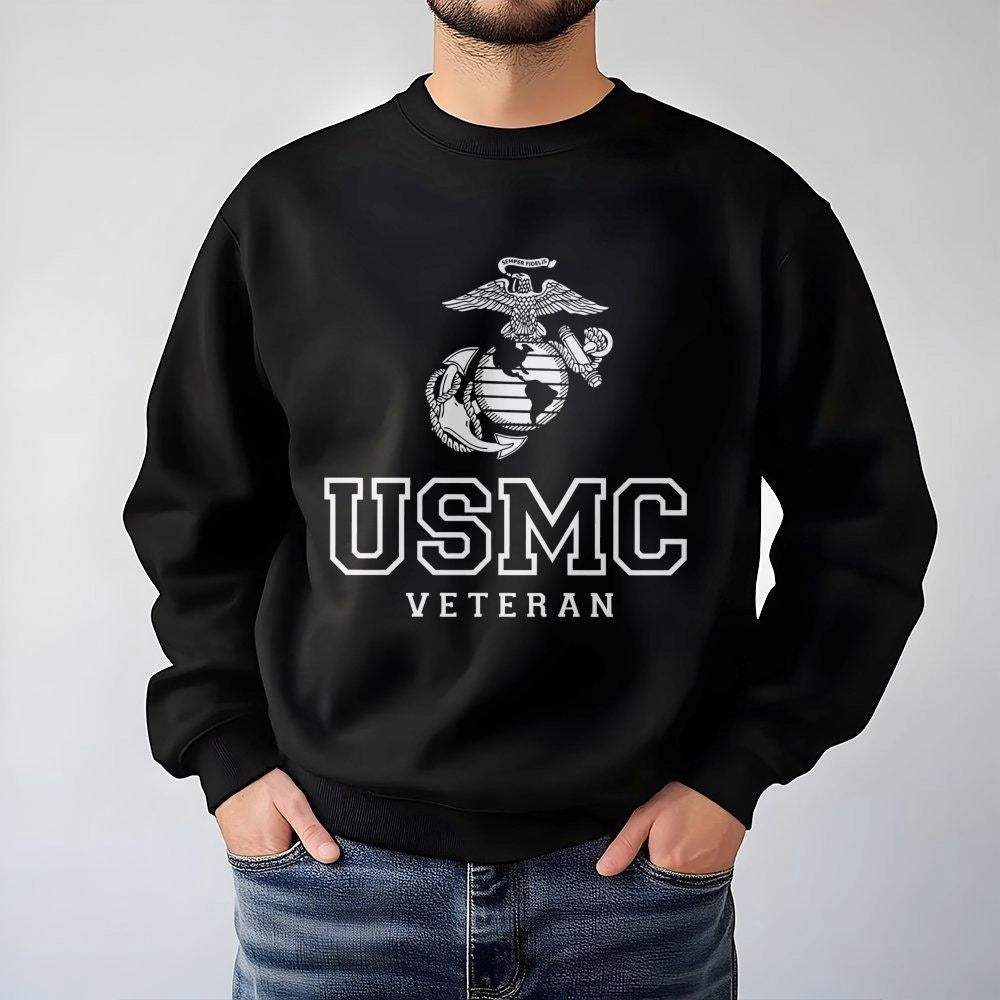 USMC Veteran Sweatshirt | Eagle Globe and Anchor Emblem | Premium Unisex Military Crewneck | Patriotic Gift for Marine Corps 