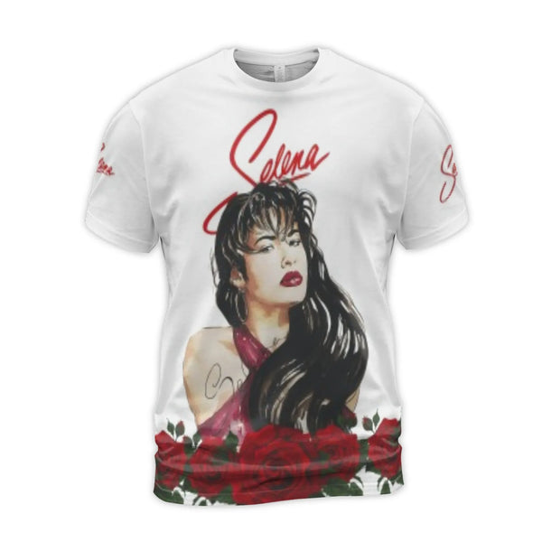 Selena Quintanilla 3D T-Shirt | Iconic Singer Portrait & Song Lyrics Graphic | Premium Polyester Blend | Tribute Gift for Fan