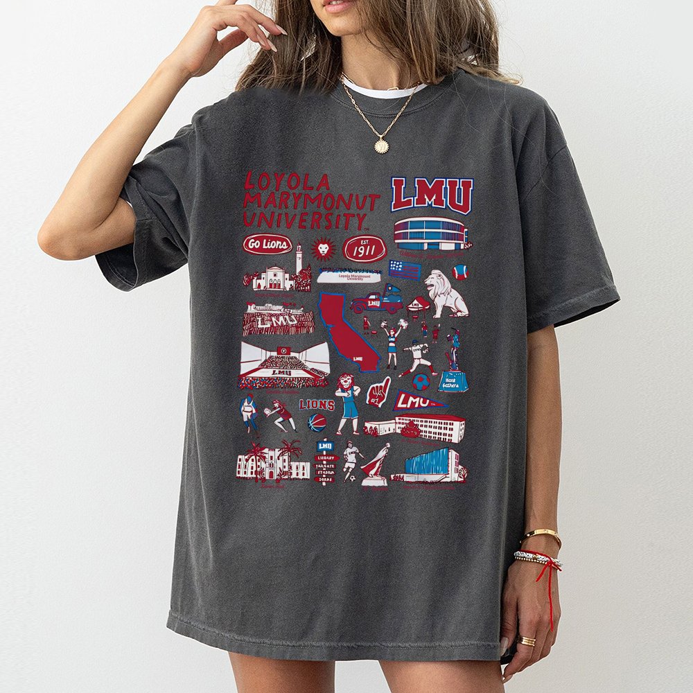Loyola Marymount University T-Shirt | LMU Lions Campus Collage Graphic | Premium Cotton Unisex Tee | Gift for Students, Alumn