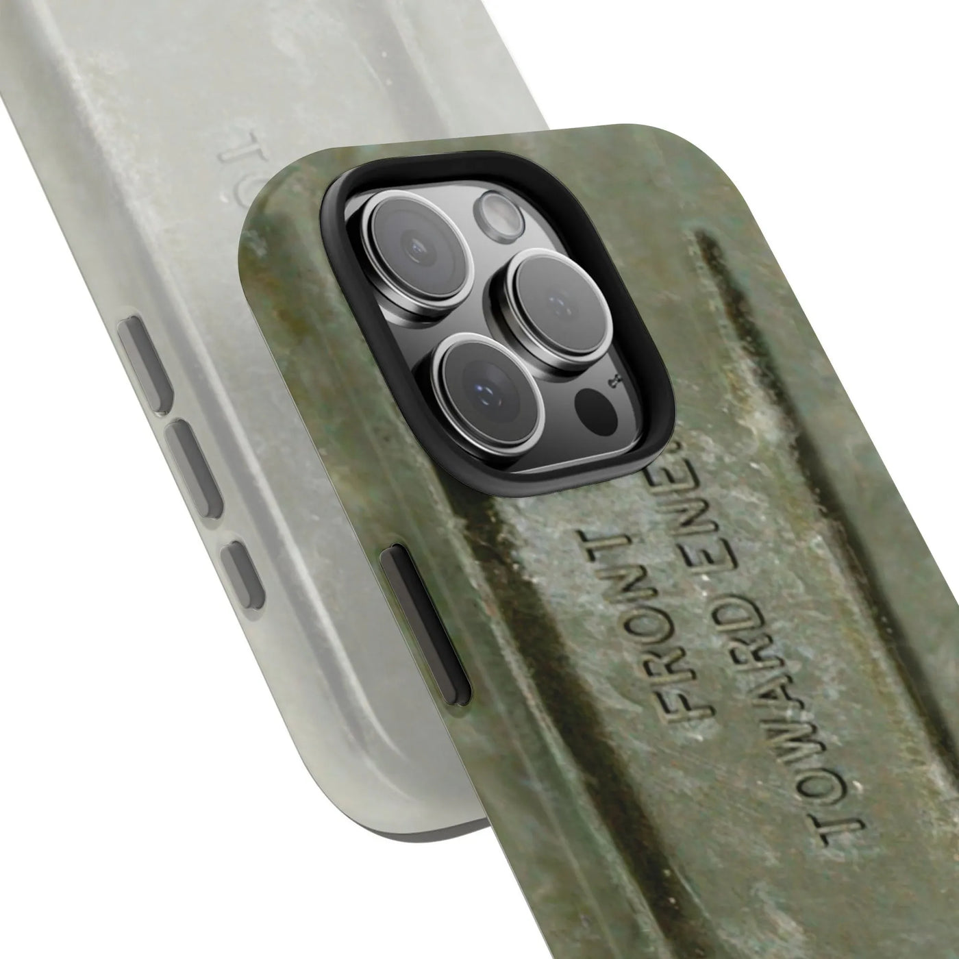 Front Toward Enemy Phone Case | Military Claymore Mine Graphic | Dual-Layer Polycarbonate Protection | Tactical Gift for Vete