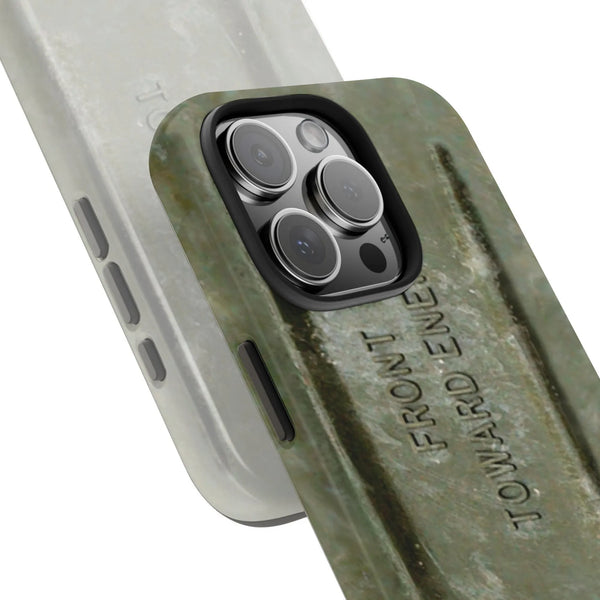 Front Toward Enemy Phone Case | Military Claymore Mine Graphic | Dual-Layer Polycarbonate Protection | Tactical Gift for Vete