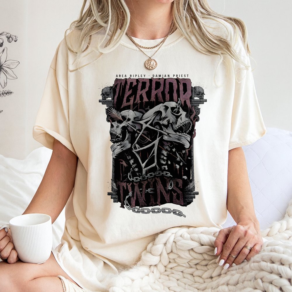 Terror Twins T-Shirt | Rhea Ripley Damian Priest Graphic Design | Premium Cotton Wrestling Apparel | Fan Gift for Wrestling L
