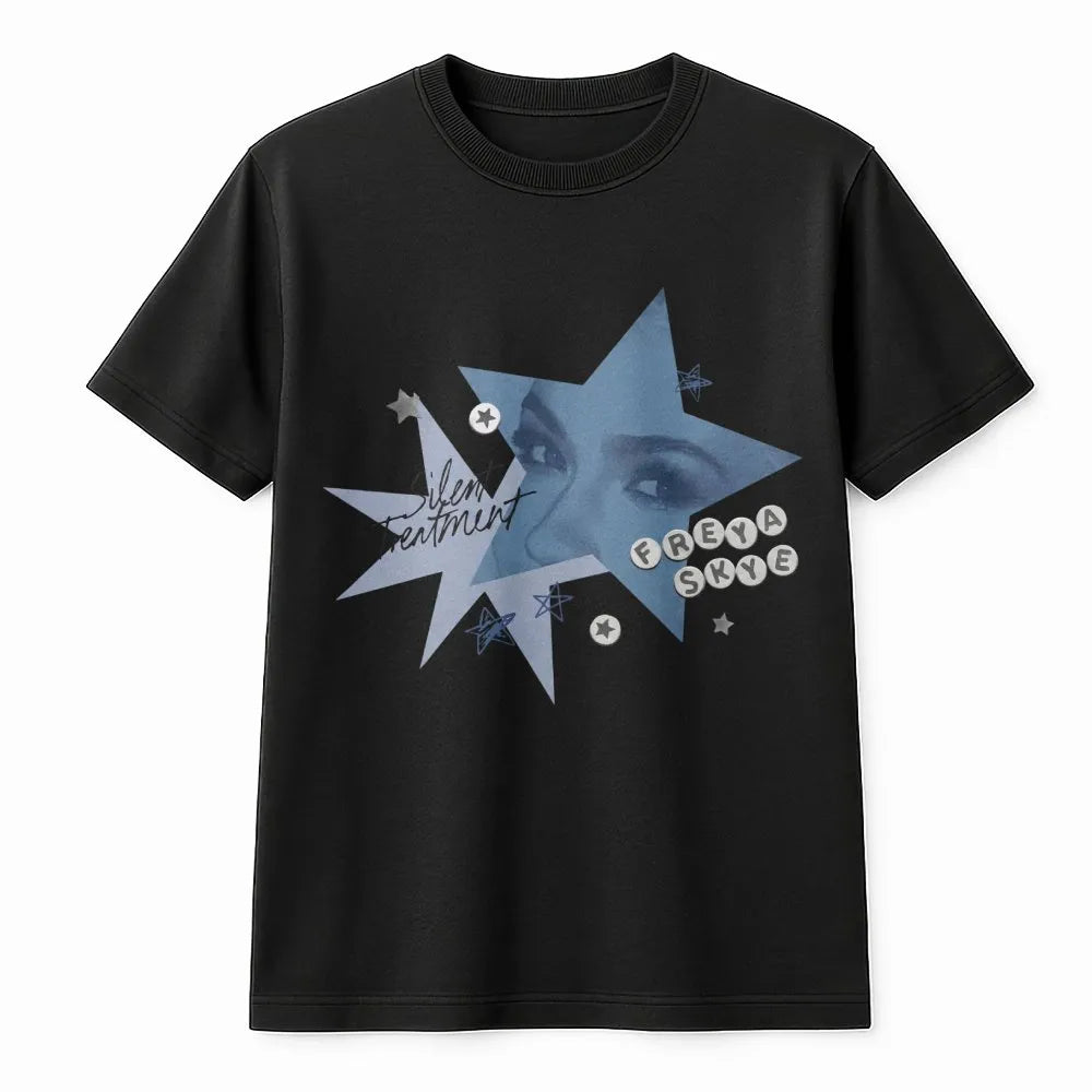Freya Skye Graphic T-Shirt | Silent Treatment Star Design | 100% Cotton Premium Quality | Trendy Music Fan Gift for Women & M