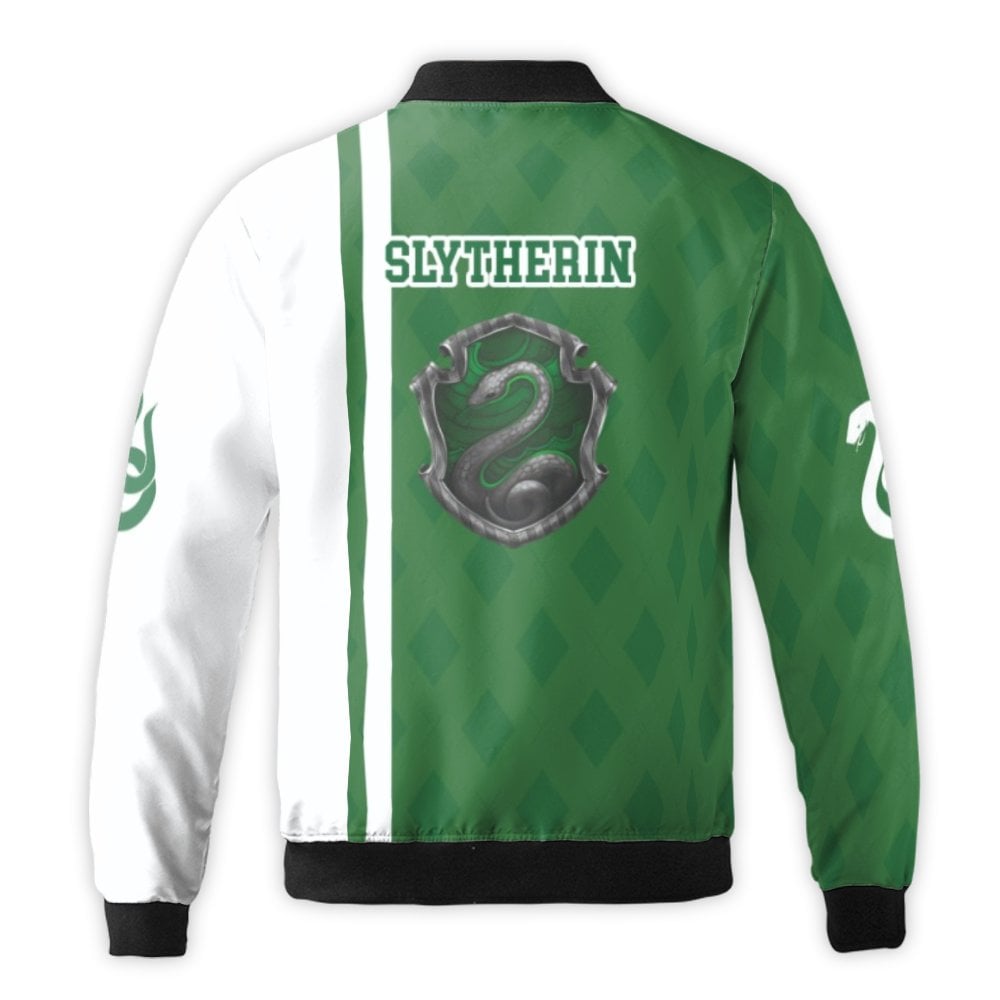 Slytherin Bomber Jacket | Snake House Aesthetic Streetwear | Premium Nylon Windbreaker | Wizarding World Fan Gift For Adults