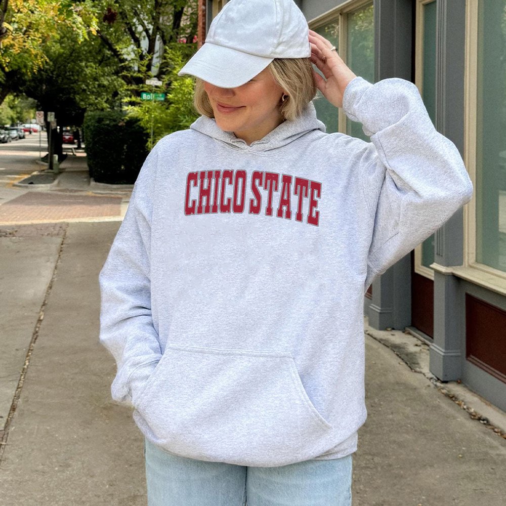 Chico State University Hoodie | Retro Arched Varsity Text Graphic | Premium Cotton Blend Fleece | Comfortable Gift for Studen
