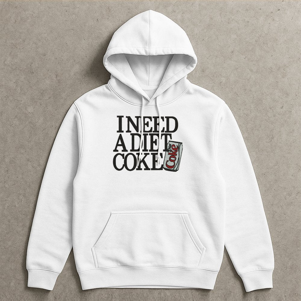 I Need A Diet Soda Hoodie | Graphic Soft Drink Lover Pullover | Premium Cotton-Poly Blend | Funny Caffeine Addict Gift For Wo