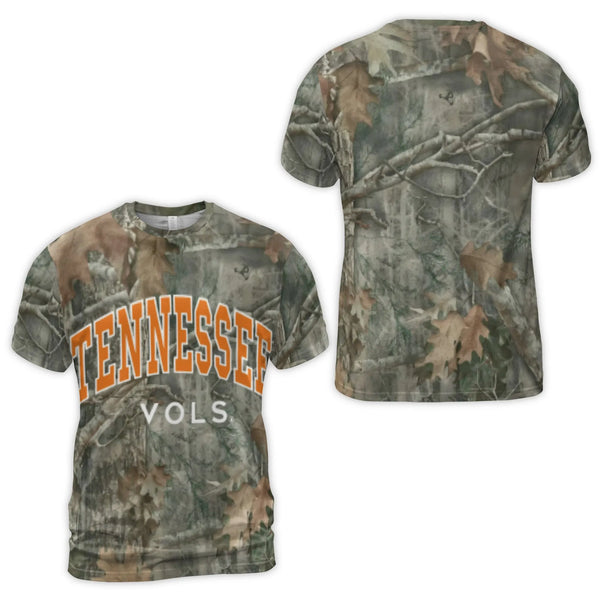 Tennessee Vols 3D T-Shirt | Camouflage All-Over Print Graphic Tee | Premium Polyester Blend | Fan Gift for College Football F