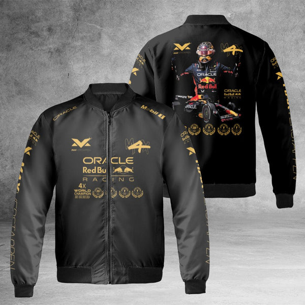 Max Verstappen Bomber Jacket | 4x World Champion F1 Racing Gear | Premium Nylon Streetwear | Gift for Formula 1 Fan