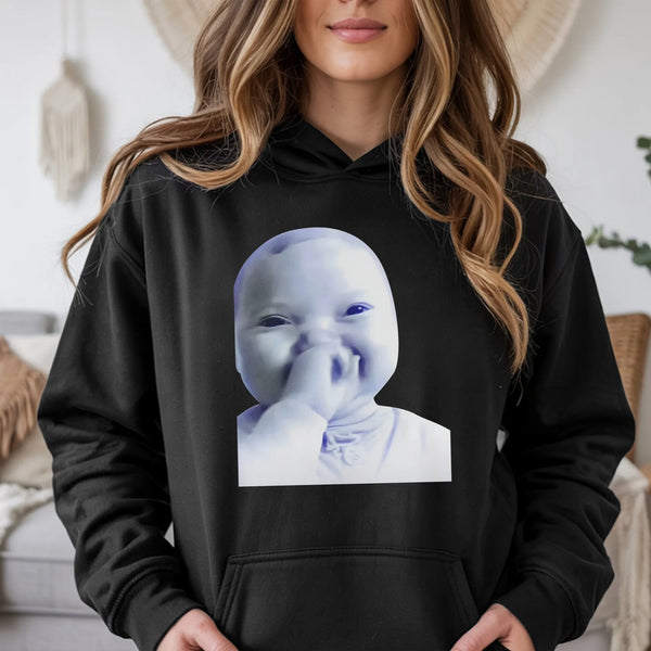 Funny Laughing Baby Meme Hoodie | Y2K Aesthetic Graphic Pullover | Premium Cotton Blend Sweatshirt | Trendy Streetwear Gift f